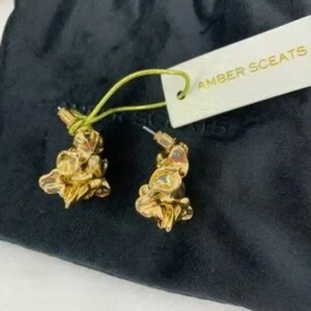 Amber Sceats Textured 24k Gold Plated Earrings 65$